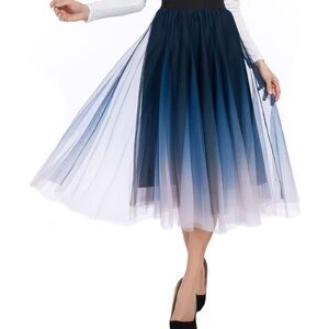 Elegant Ombre Blue Tulle Skirt